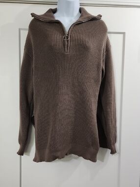 Long Three Quarter Zip Knit Sweater
